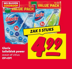  glorix toiletblok 4 5 5x pack clean power ocean citrus fresh zak stuks 
