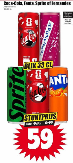  fanta coca-cola fernandes sprite frisdrank cola 33 120 coca blik fifa official bouquet cherry blikken scan to win unique prizes partner sugar 