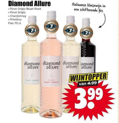  witte wijn rose rode diamond allure grigio blush rosee pinot chardonnay primitivo fles volan italiaanse klassewijn wijntopper 3.99 