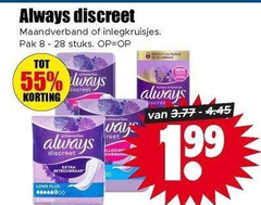 klik op dit plaatje voor een vergroting en voor vergelijkbare aanbiedingen gerelateerd aan
always maandverband inlegkruisjes 8 28 55 discreet pak stuks always maandverband inlegkruisjes 8 28 55 discreet pak stuks