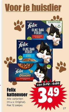  felix kattenvoer 12 27 huisdier dag feest selecte gelei recyclebaar gele sensations sauces original pak zakjes 