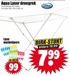 droogrek 18 20 55 99 180 aqua laser drooglengte meter formaat cm agua luxe wasknijpers delig elders 