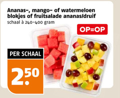  fruitsalade 250 ananas mango watermeloen blokjes druif schaal 