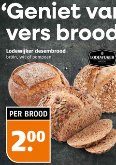  brood 200 vers lodewijker desembrood bruin wit pompoen 