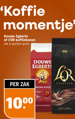  douwe egberts l or koffiebonen 19 1000 koffie momentje zak 450 500 aroma rood 6 12 espresso forza intensity fiery coffee beans toon 