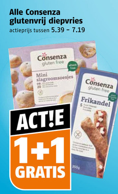  consenza glutenvrijassortiment 1 5 20 350 glutenvrij diepvries actieprijs gluten free mini slagroomsoesjes frikandel 
