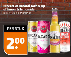  breezer bacardi mixdrank hard seltzer 200 razz up limon lemonade blikje flesje 250 ml stuk 