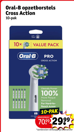  braun oral-b opzetborstel 10 100 oral b opzetborstels cross action pak pack pro oralb clinically proven removal for hard reach 