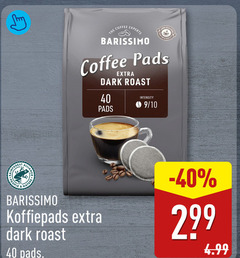  barissimo koffiepads 40 coffee experts pads dark roast intensity 9 10 road nature 