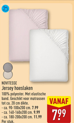  hoeslakens 20 100 novitesse jersey hoeslaken polyester elastische band matrassen ca. cm dikte 90-100x200 180-200x200 stuk 