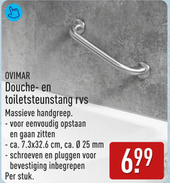  25 douche rvs massieve handgreep opstaan zitten ca. cm mm schroeven pluggen bevestiging stuk 