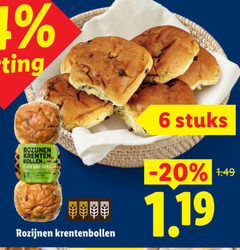  krentenbollen 6 rozijnen krenten bollen dag vers stuks 