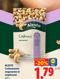  alesto cashewnoten 200 cashews for day naturally acids source protein magnesium ongezouten ongebrand score ge to 
