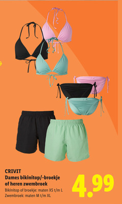  crivit dames bikinitop broekje heren zwembroek maten l xl 