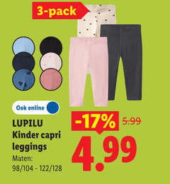  meisjeslegging 3 pack online lupilu kinder capri leggings maten 128 5.99 