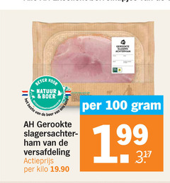  100 gerookte slagers achterham beter natuur boer land ham versafdeling actieprijs kilo 