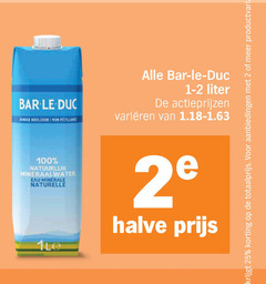  bar le duc mineraalwater 2 25 100 koolzuur 1-2 liter varieeren natuurlijk eau minerale naturelle halve productvarianten 