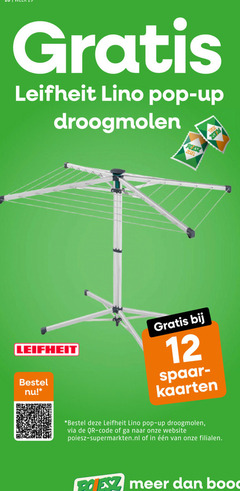  spaarakties 12 leifheit fino pop up droogmolen zegel kaarten code 