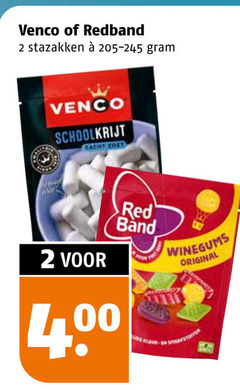  2 venco redband stazakken schoolkrijt zoet red band winegums original lave 