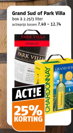  rode wijn witte 3 25 grand park villa box liter actieprijs merlot chardonnay 