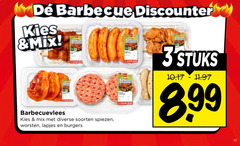  3 barbecue discounter mix hard stuks wood barbeque soorten spiezen worsten lapjes burgers 