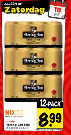  hertog jan blikjes bier 12 18 33 zaterdag natuurzuiver nix18 alcohol pils pack blik 6x 