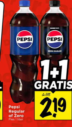  pepsi cola 1 219 zero sugar regular fles liter 
