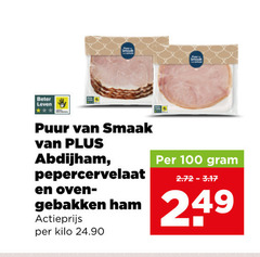  100 beter leven puur abdijham pepercervelaat oven gebakken ham actieprijs kilo 