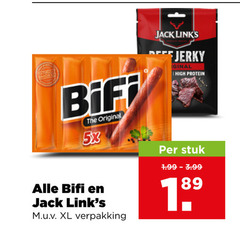  bifi jack links bierworstjes original 5x xl high protein stuk 
