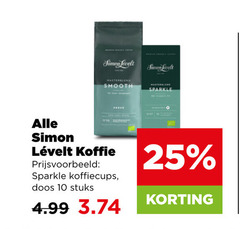  simon levelt koffie koffiecups koffiebonen 10 25 simen koelt smooth sparkle doos stuks 