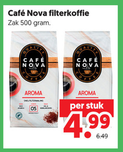  cafe nova koffie 500 mcafee filterkoffie zak lily aroma snelfiltermaling medium roast stuk 