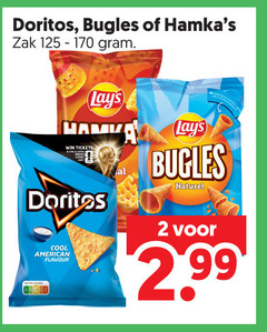  lays doritos zoutjes chips 2 bugles zak naturel cool american flavour 