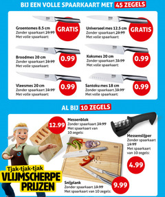  10 18 20 45 volle spaarkaart zegels rikon groentemes cm broodmes mes koksmes vleesmes santokumes messenblok messenslijper vlijmscherpe snijplank 