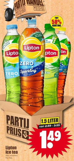  lipton ice tea 100 party green zero sugar sparkling 00 fles liter 