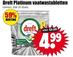  dreft vaatwasmiddel 99 platinum vaatwastabletten lemon zak stuks 