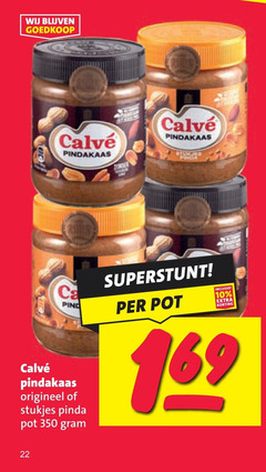  calve pindakaas 10 22 350 origineel stukjes pinda pot 