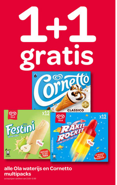  ola waterijs ijscornets 1 6 42 50 cornetto festini vitamine classico co rocket enige raket fruitijsjes peren multipacks varieeren 