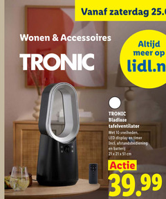  ventilator 10 zaterdag wonen accessoires tronic lidl.nl bladloze tafelventilator snelheden led display timer afstandsbediening batterij cm 