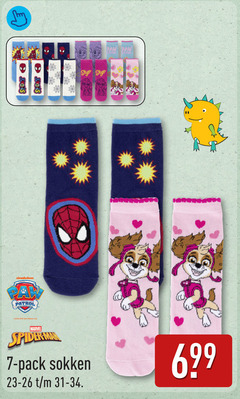  7 nickelodeon patrol spin master marvel spiderman pack sokken sky skye paw 