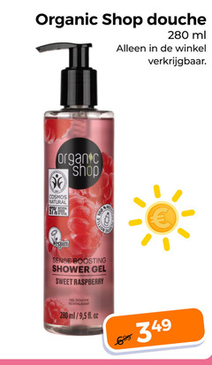  douchegel 100 organic shop douche ml re sense boosting shower gel sweet raspberry 9 5 oz 