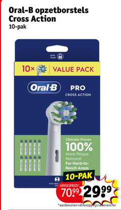  10 100 oral b opzetborstels cross action pak pack pro oralb clinically proven removal for hard reach 