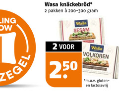  wasa knackebrod 2 250 zegel pakken sesam volkoren m.u.v gluten lactosevrij 