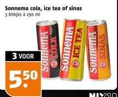  sonnema mixdrank 3 250 cola ice tea sinas blikjes ml 