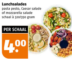  maaltijdsalade lunchsalades pasta pesto caesar salade mozzarella schaal 320 350 