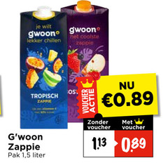  gwoon fruitdrank chillen coolste zappie tropisch pak 1 5 liter voucher 