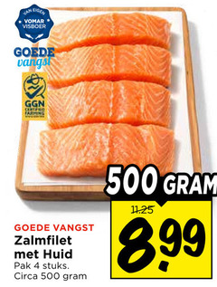  zalmfilet 4 500 visboer vangst huid pak stuks circa 