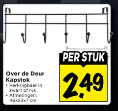  deur kapstok zwart rvs cm stuk 