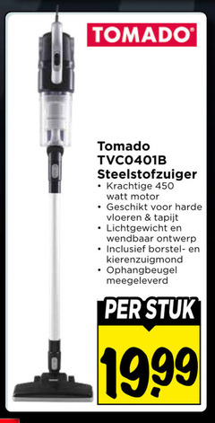  450 tomado steelstofzuiger watt motor harde vloeren tapijt lichtgewicht wendbaar ontwerp borstel kierenzuigmond ophangbeugel stuk 