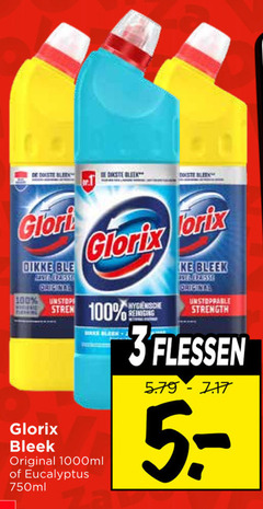  glorix bleekmiddel 3 5 100 dikke origina bleek original eucalyptus 750ml reiniging unstoppable strength flessen 