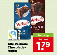 verkade chocolade fairtrade cocoa melk repen puur reep 